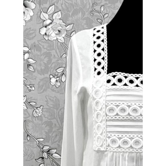SoieRose SR-1213 Victorian 100% Cotton Nightgown – Square Neck Lace Trim - Picture 5 of 8